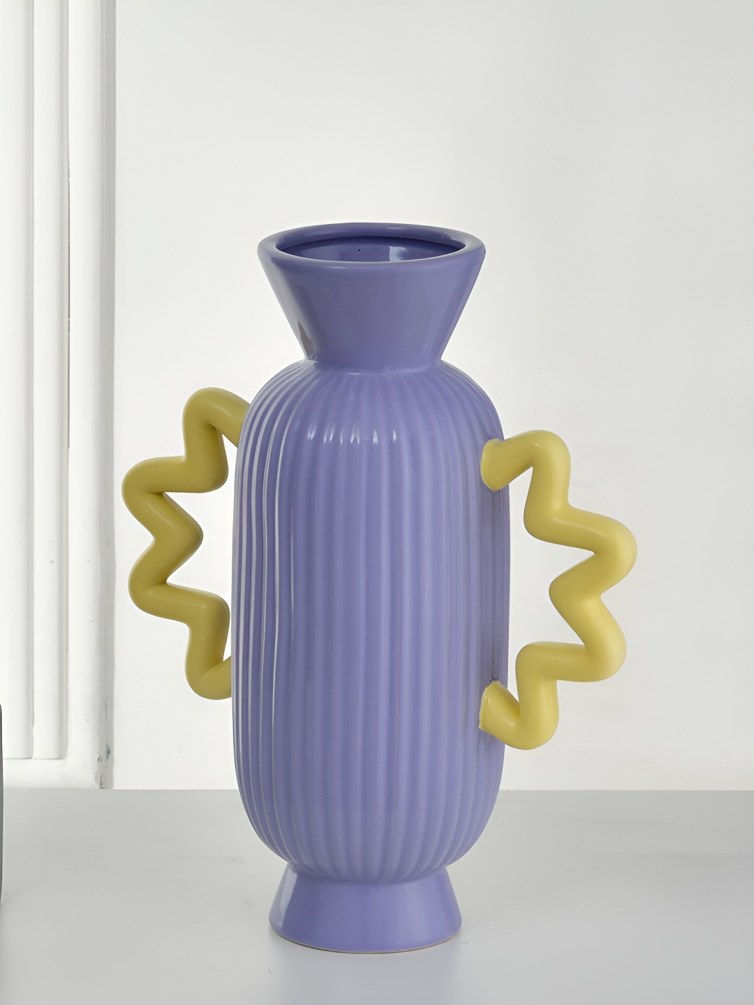 

Athome by Nilkamal Purple & Yellow Textured Flower Vase
