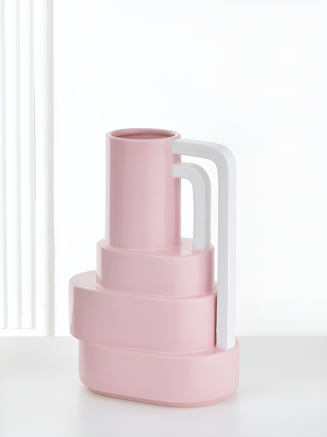 

Athome by Nilkamal Peach & White Cylindrical Shaped Flower Vase, Pink