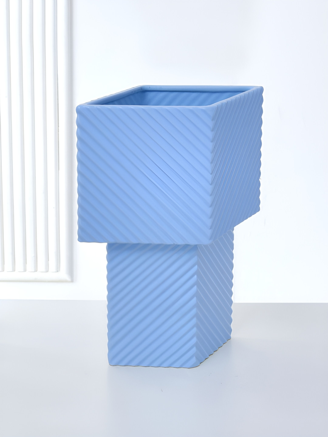 

Athome by Nilkamal Blue Textured Flower Vase