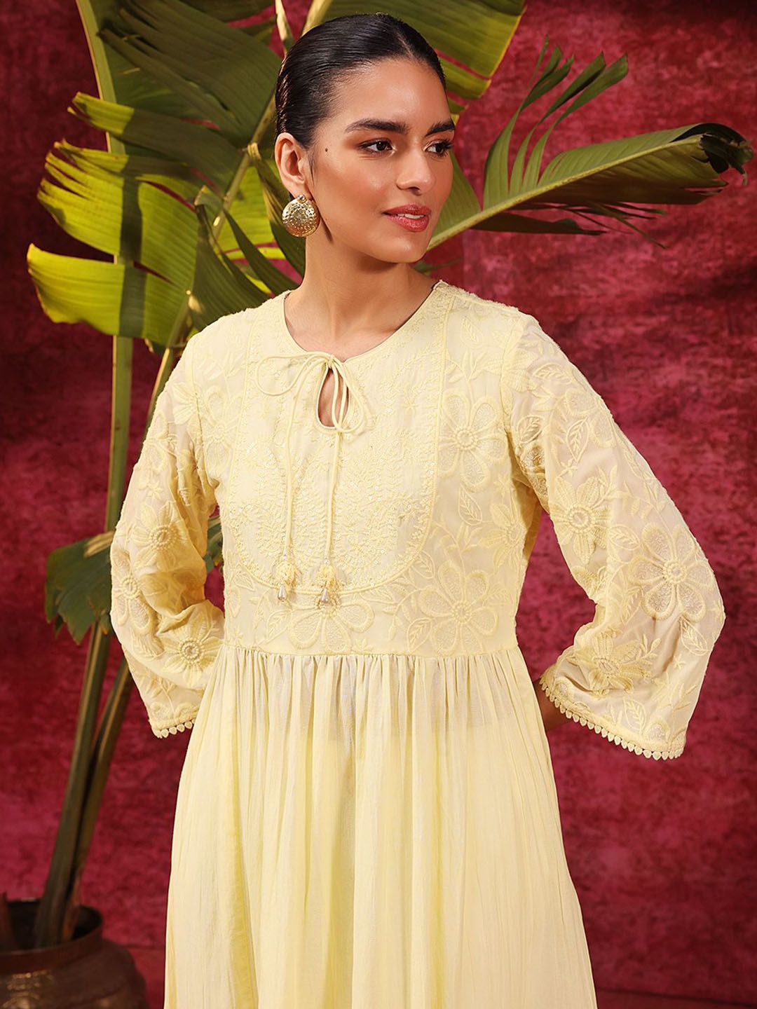 

Lakshita Chandni Butter Embroidered Straight Kurta, Yellow