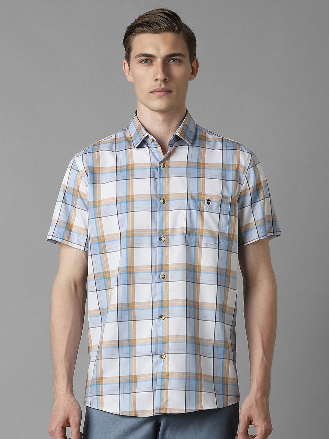 

Louis Philippe Sport Men Slim Fit Tartan Checks Opaque Checked Casual Shirt, White