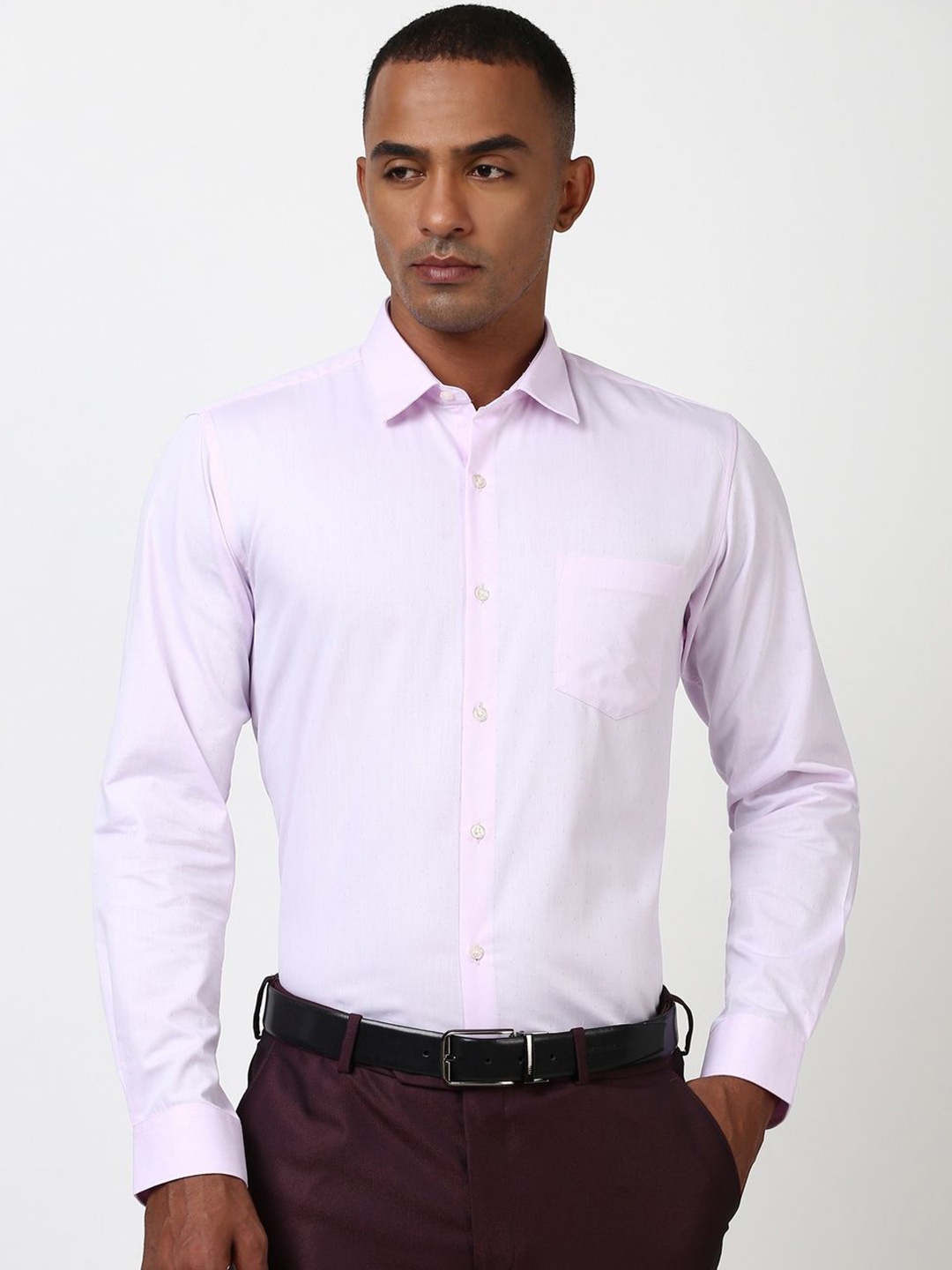 

Peter England Men Slim Fit Solid Formal Shirt, Purple