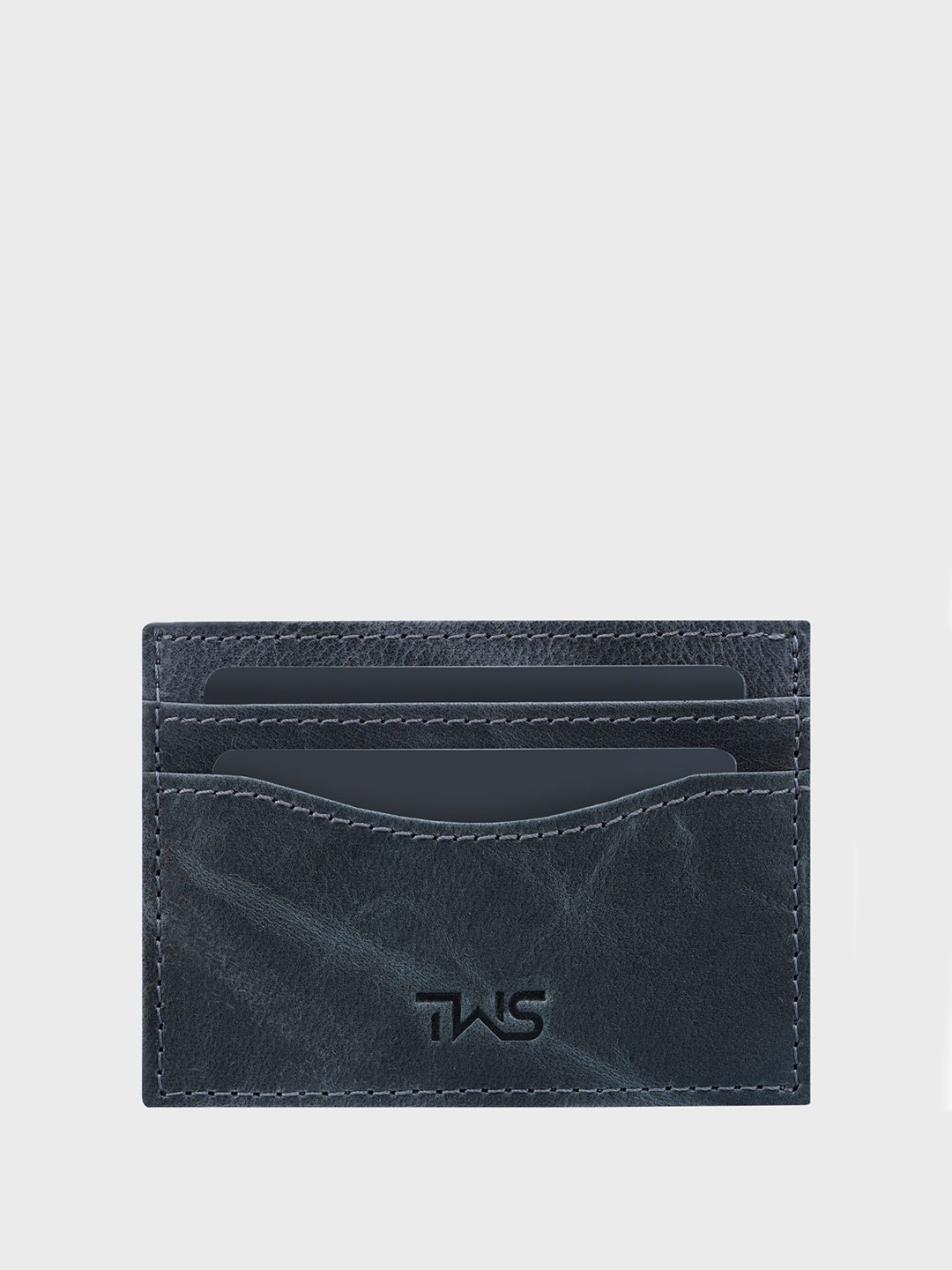 

The Wallet Store Men Textured Leather Card Holder, Grey