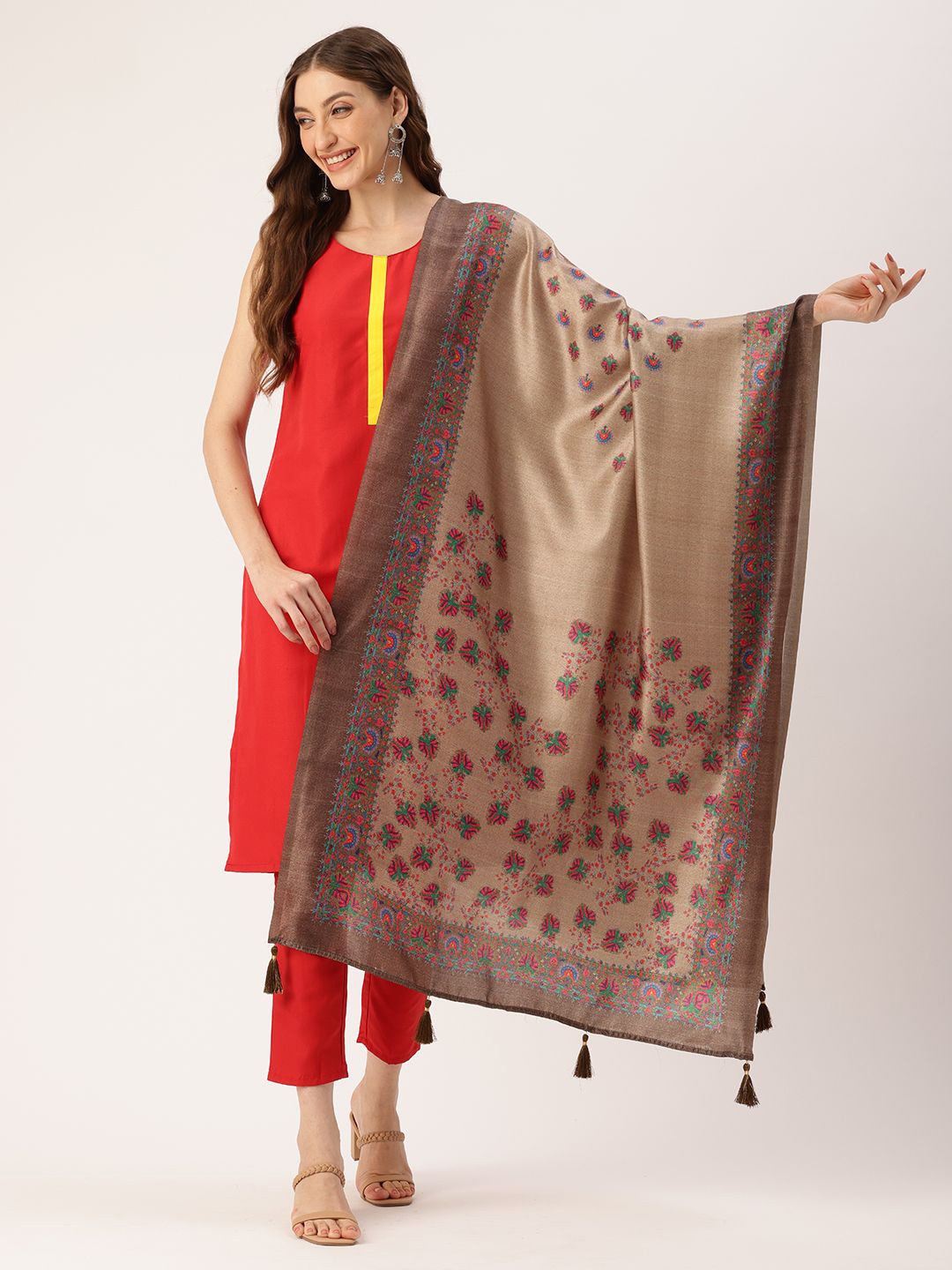 

Ishin Ethnic Motifs Printed Cotton Dupatta, Gold