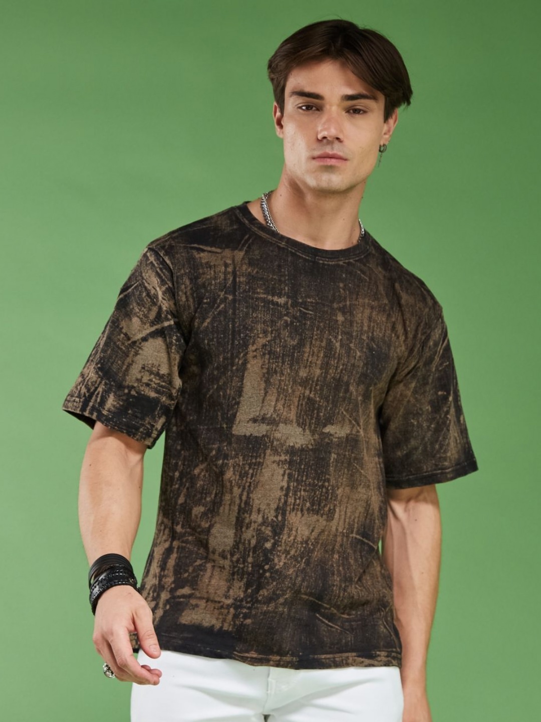 

SMARTEES Men Tie and Dye Dyed Tie and Dye Round Neck Cotton Oversized T-Shirt, Multi
