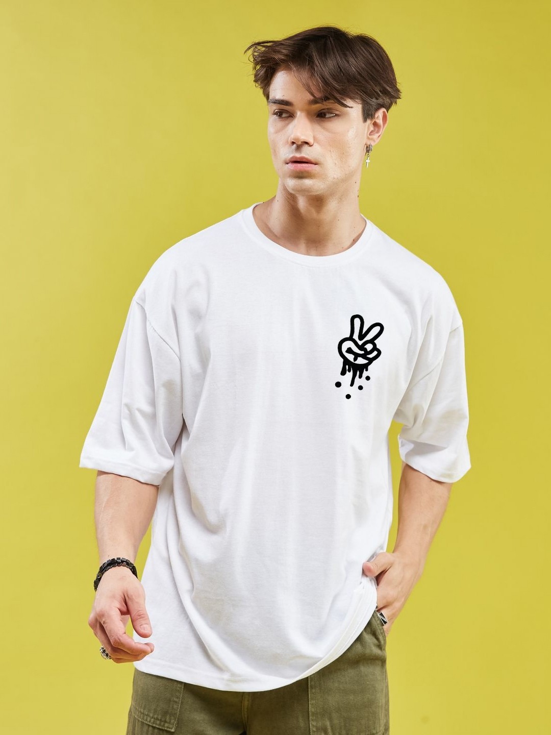 

SMARTEES Men Printed Pockets T-shirt, White