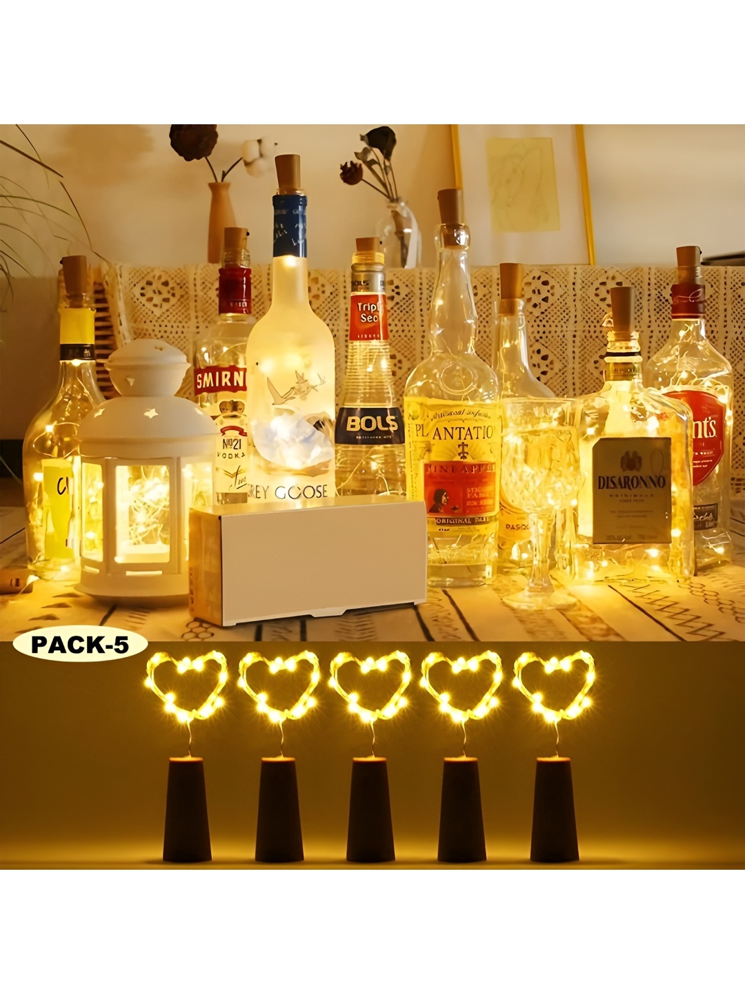 

SPARK WORLD Yellow 5 Pieces Rice Shaped Cork LED String Lights