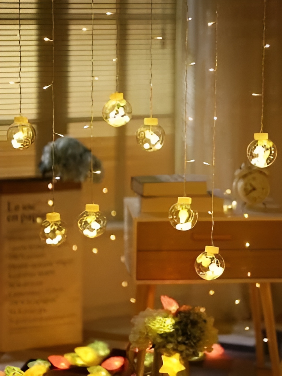 

SPARK WORLD Gold Toned & White Cylindrical Shaped Waterproof String Lights