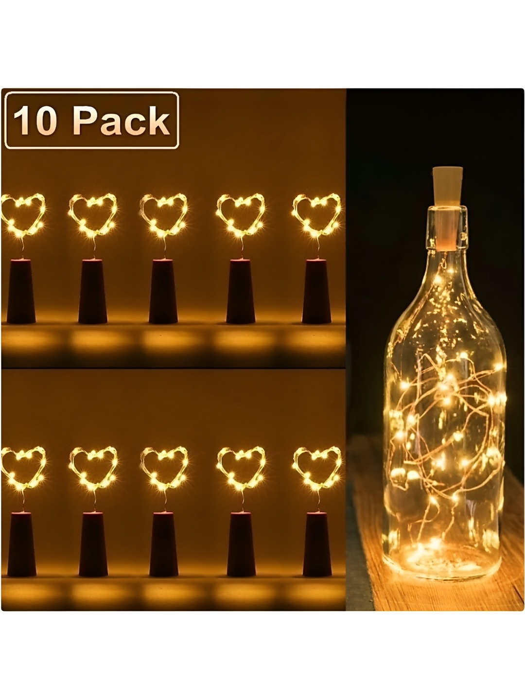 

SPARK WORLD Yellow 10 Pieces Rice Shaped Cork LED String Lights