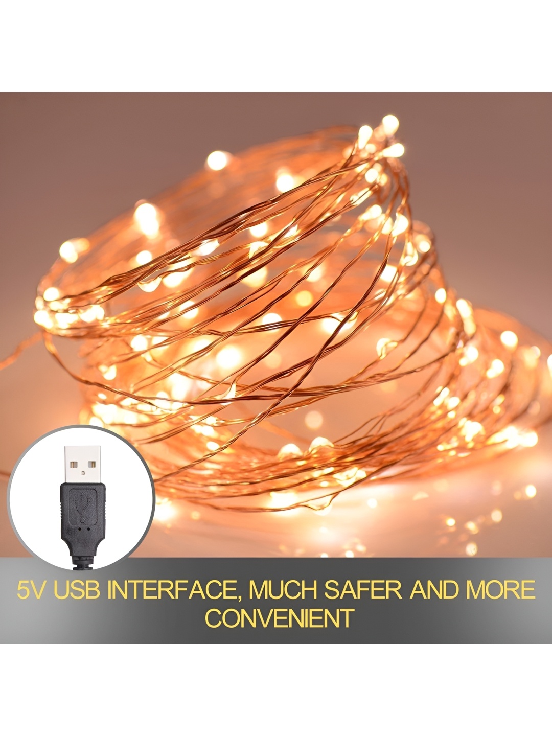 

SPARK WORLD Yellow Rice Shaped LED String Lights With USB