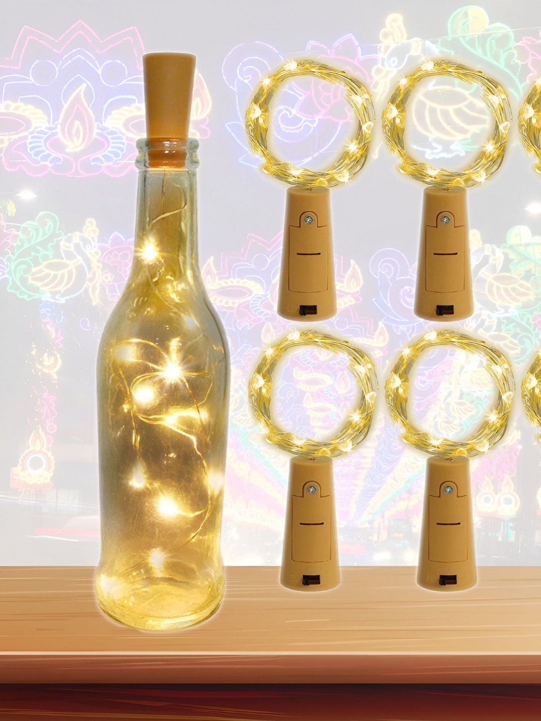 

SPARK WORLD 6 Pcs Yellow Rice Shape String Lights, Gold