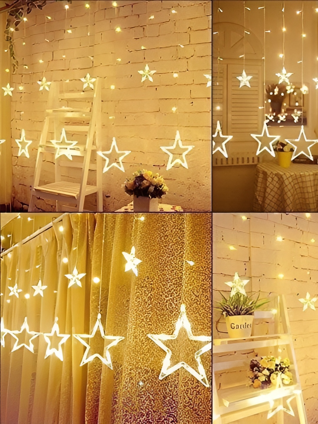 

SPARK WORLD Yellow & White Star Shape String Lights