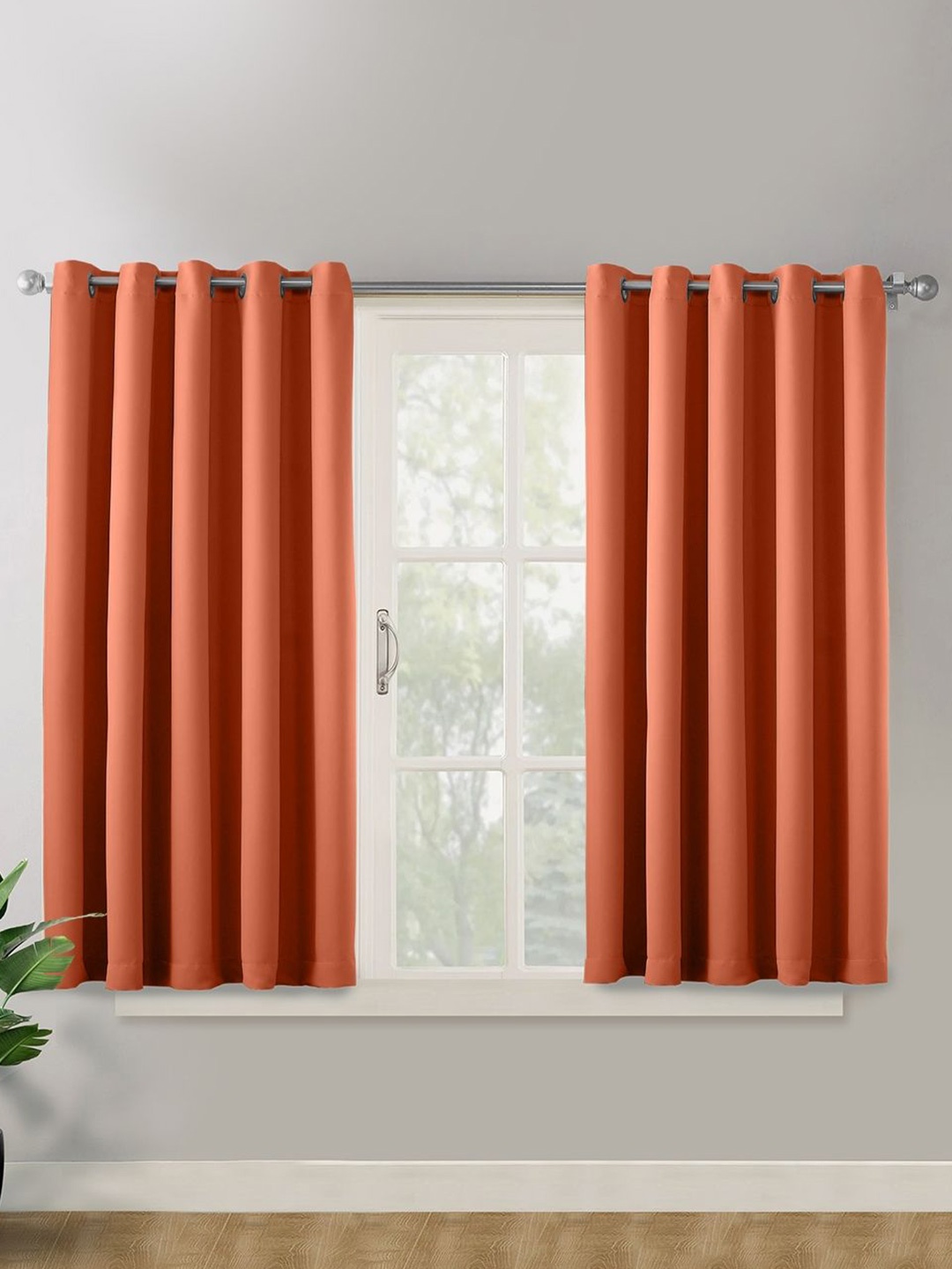 

haus & kinder Rust 2 Pieces Velvet Black Out Window Curtains