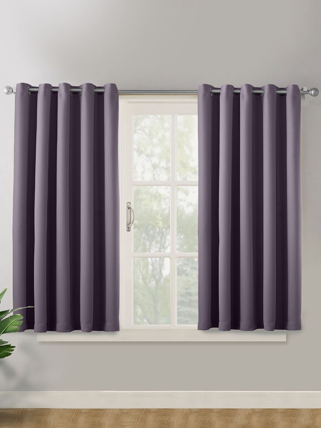 

haus & kinder Grey 2 Pieces Velvet Black Out Window Curtains