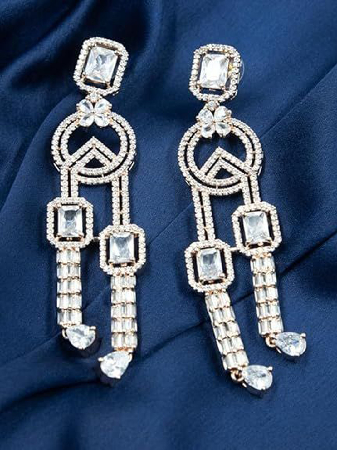 

SHARLEEZ Leaf Shaped Drop Earrings, Silver
