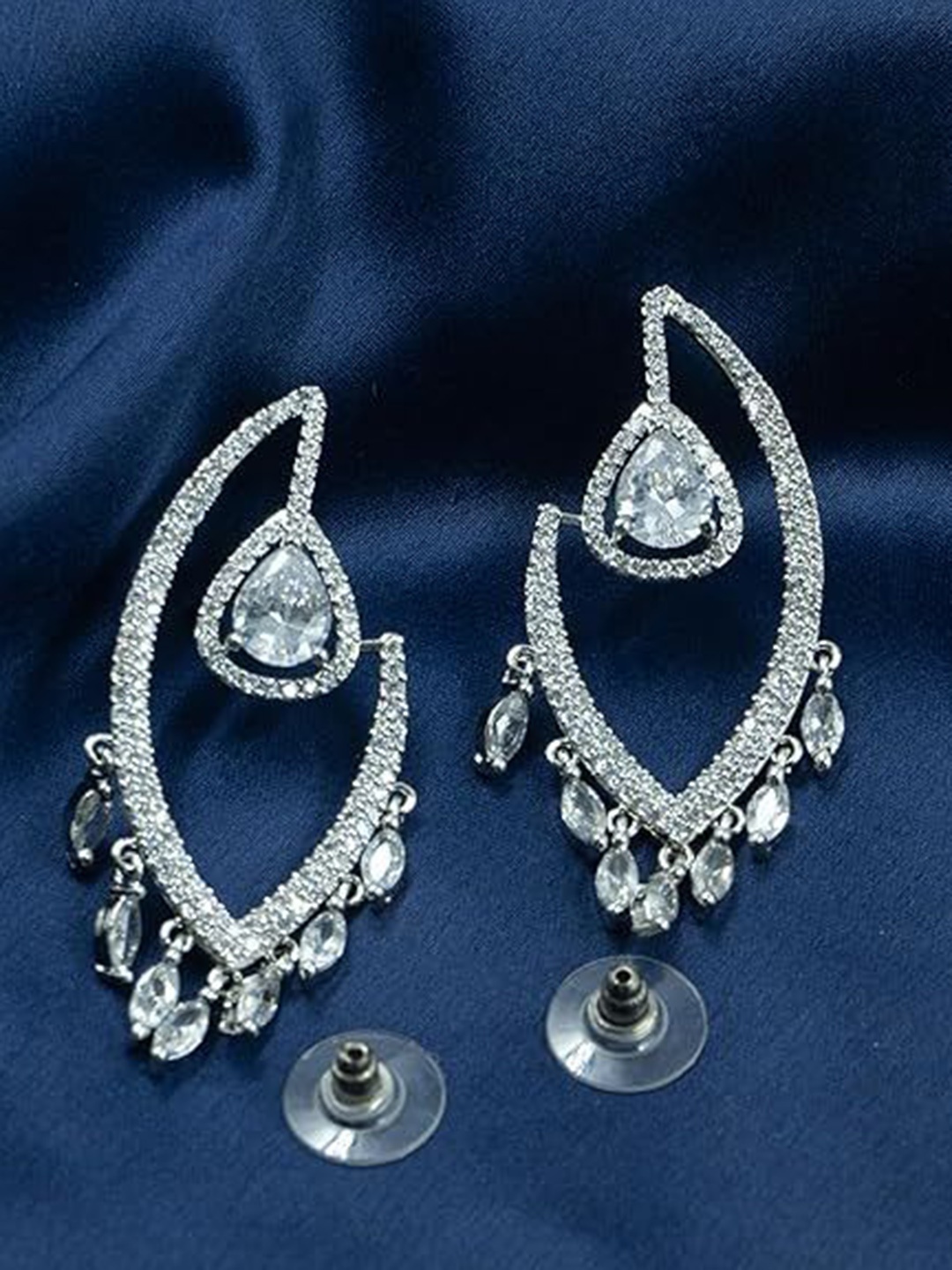 

SHARLEEZ Leaf Shaped Hoop Earrings, Silver