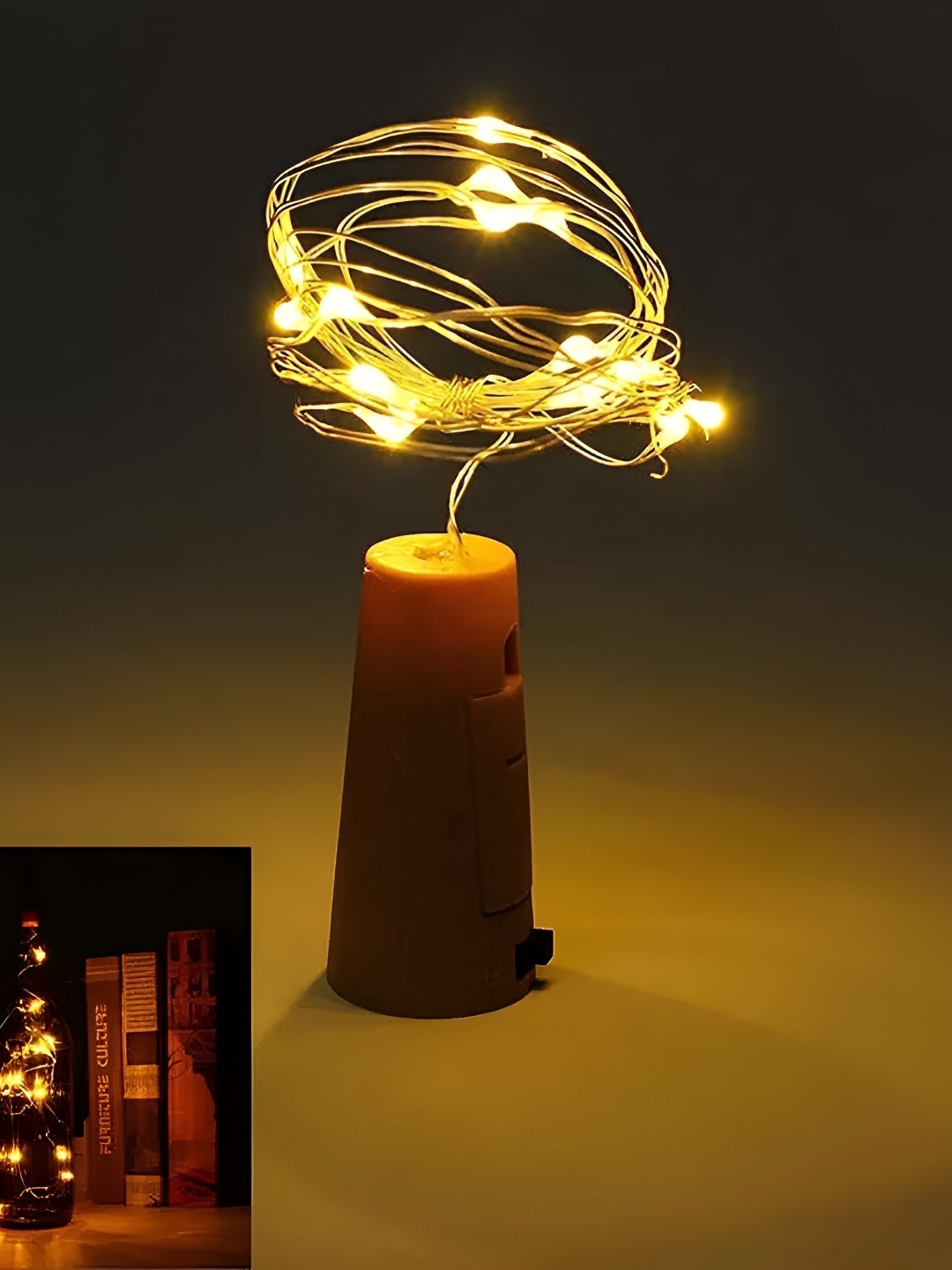 

ENORMITY Gold Toned Rice Shape String Lights