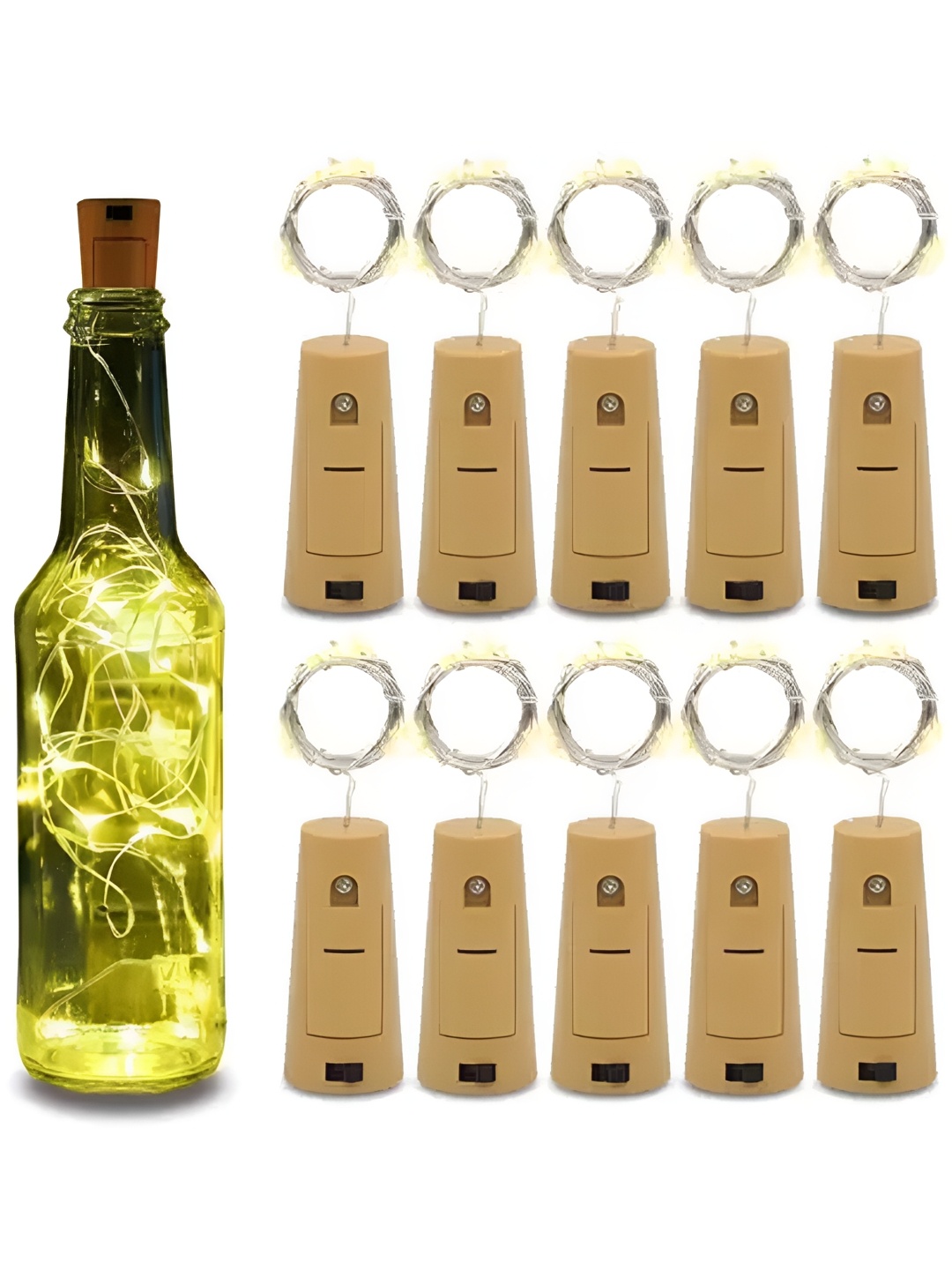 

ENORMITY Yellow 10 Pieces Rice Shape Cork String Light