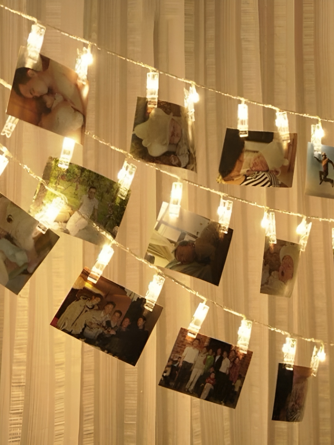 

ENORMITY Gold Toned & White Photo Clip Shape String Lights