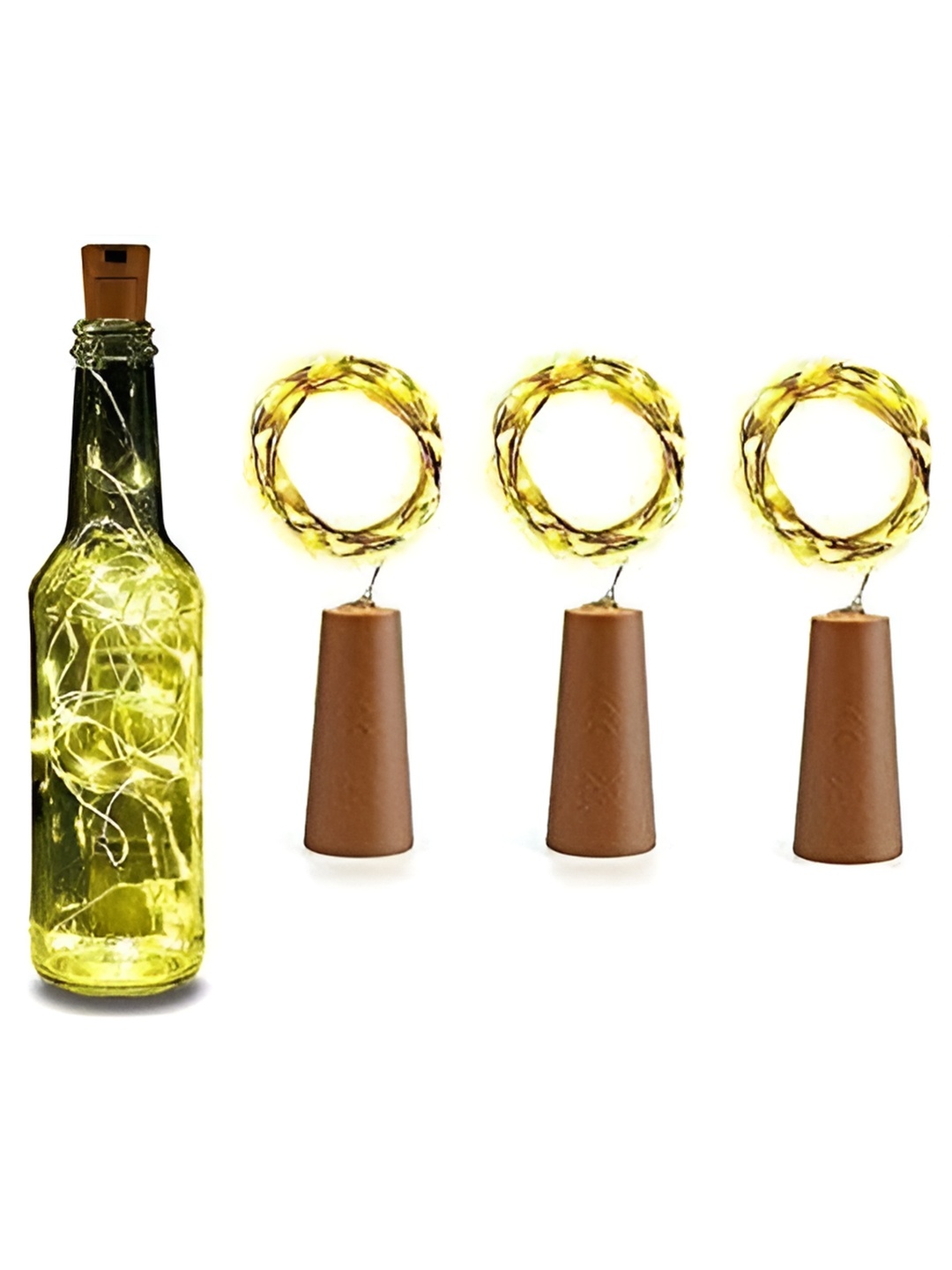 

ENORMITY Yellow 3 Pieces Rice Shaped Cork LED String Lights