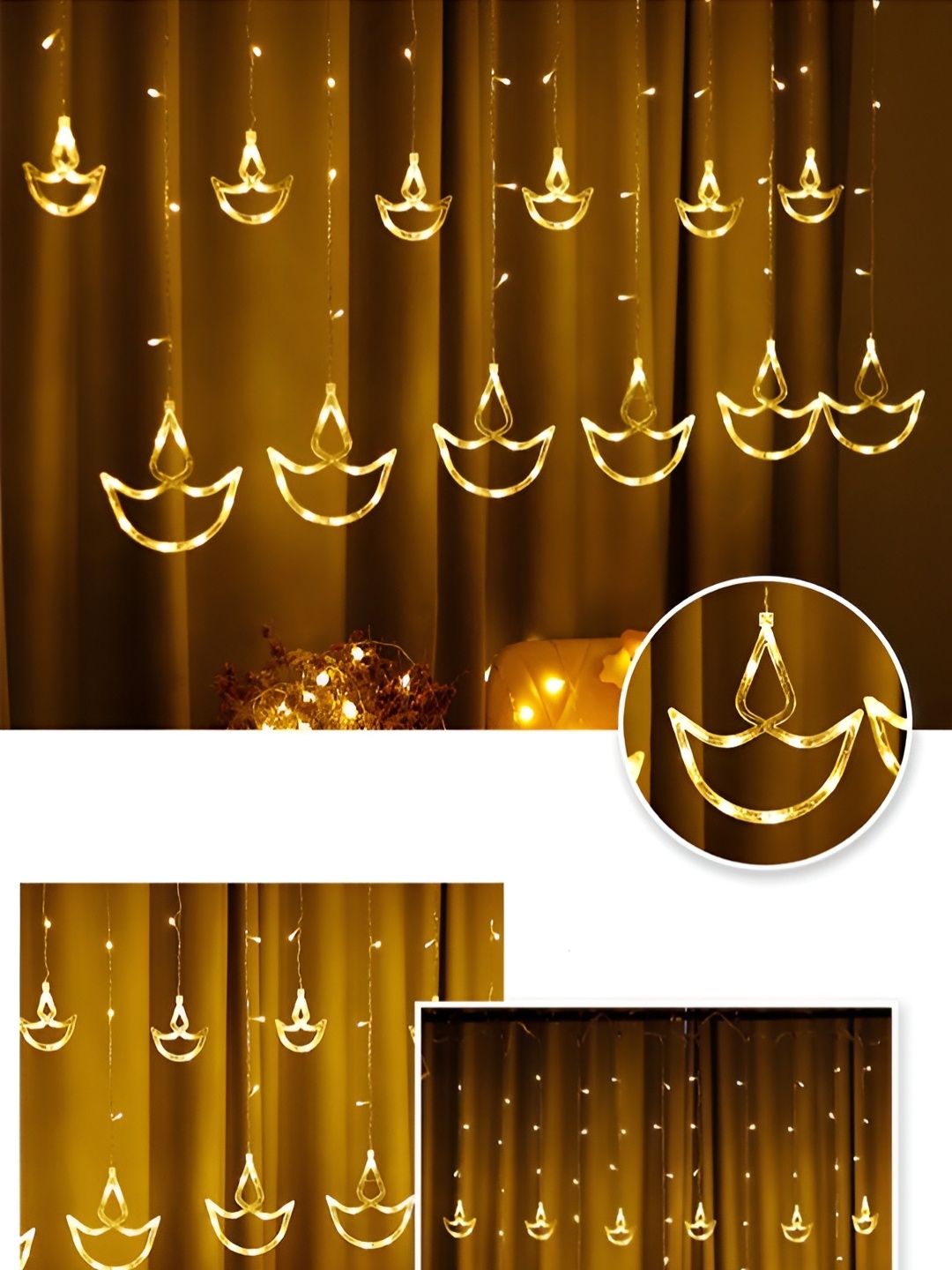 

ENORMITY Gold Toned Diya Shape String Lights
