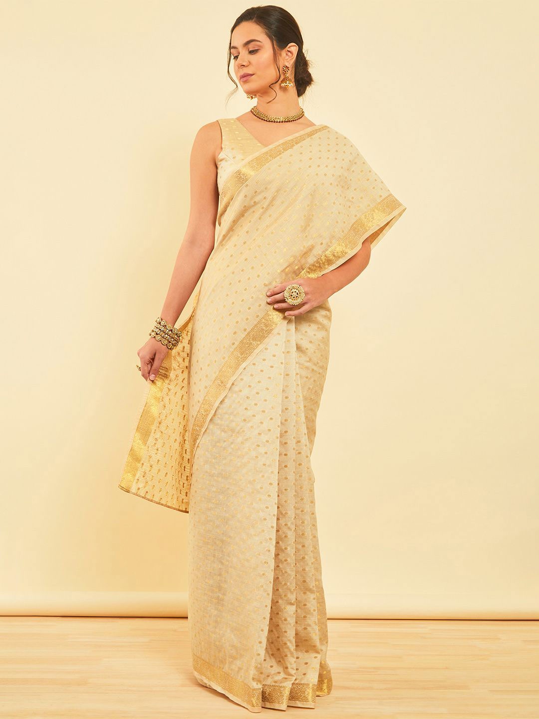 

Soch Zari Woven Saree with Blouse, Beige