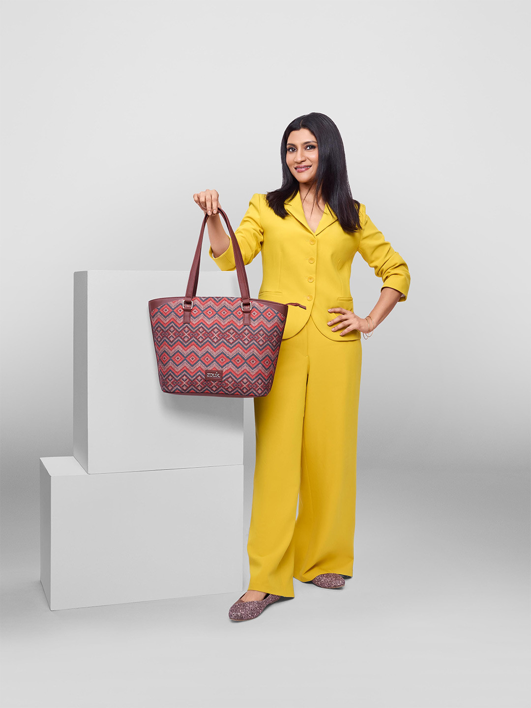 

ZOUK Solid Oversized Structured Shoulder Bag with Tasselled, Multi