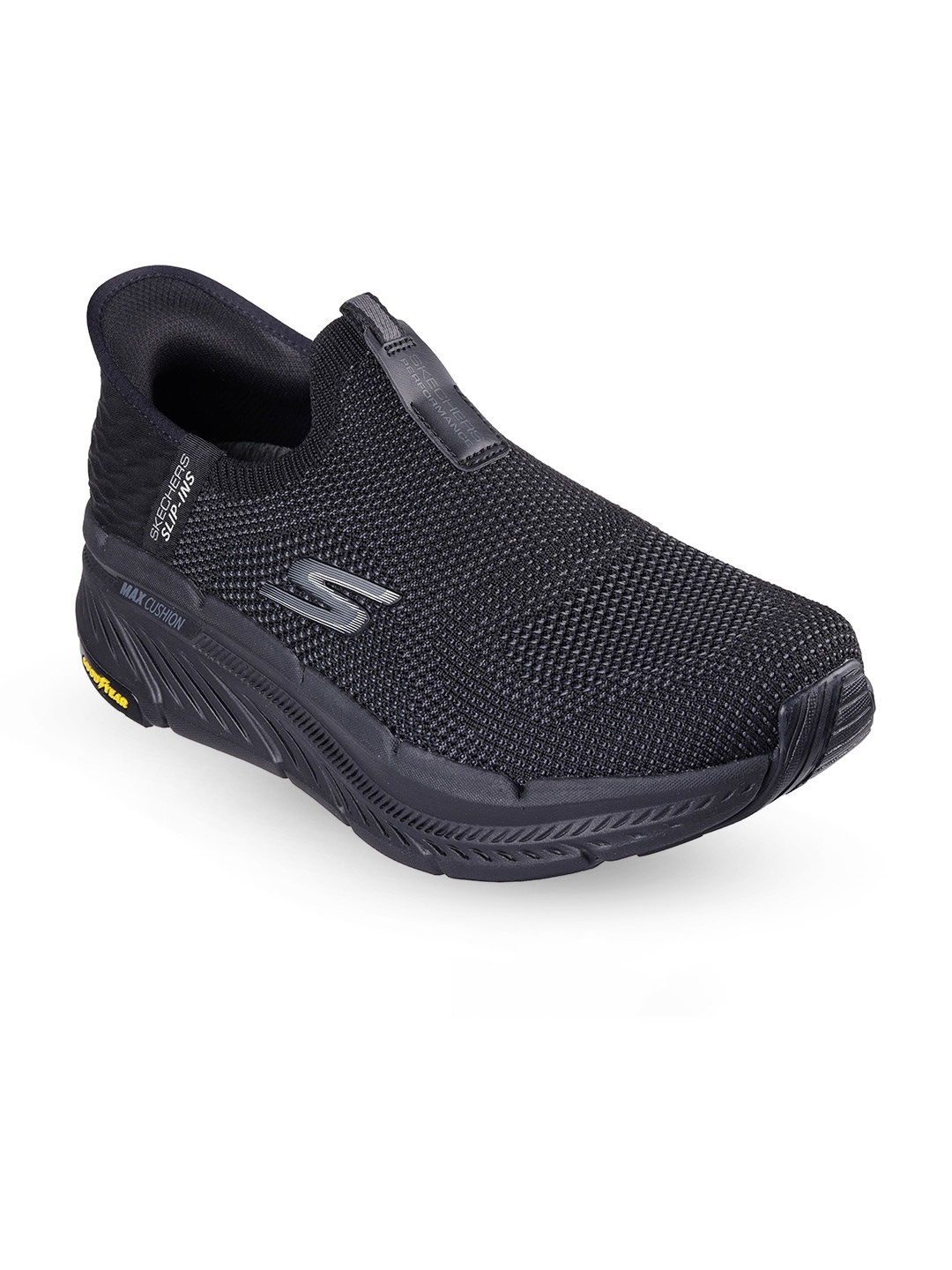 

Skechers Men Self Design Slip-On Non-Marking Round Toe Running Shoes, Black