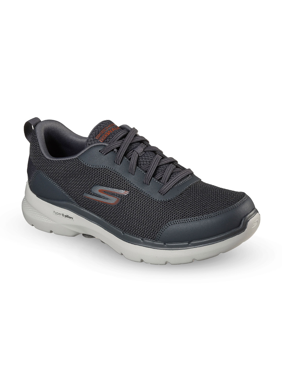 

Skechers Go Walk 6 - Bold Knight men Self Design Lace Ups Round Toe Walking Shoes, Charcoal