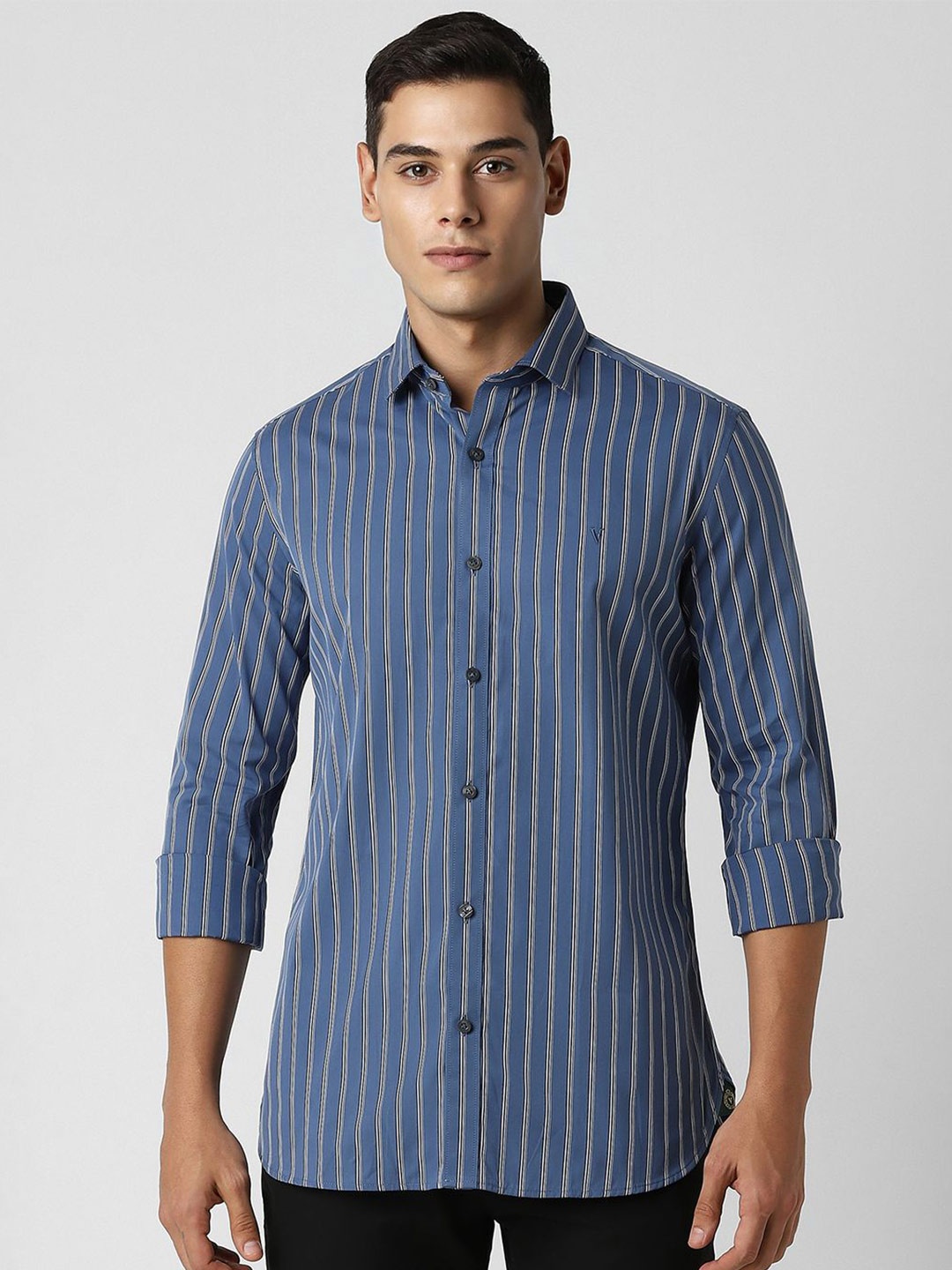 

Van Heusen Sport Men Spread Collar Striped Cotton Slim Fit Casual Shirt, Pink