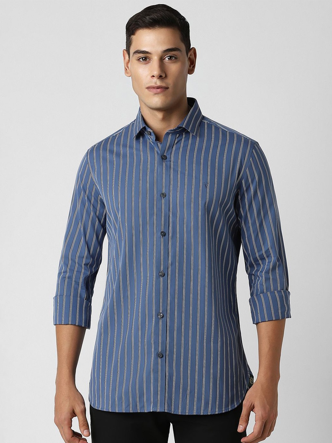

Van Heusen Sport Men Spread Collar Striped Cotton Slim Fit Casual Shirt, Pink
