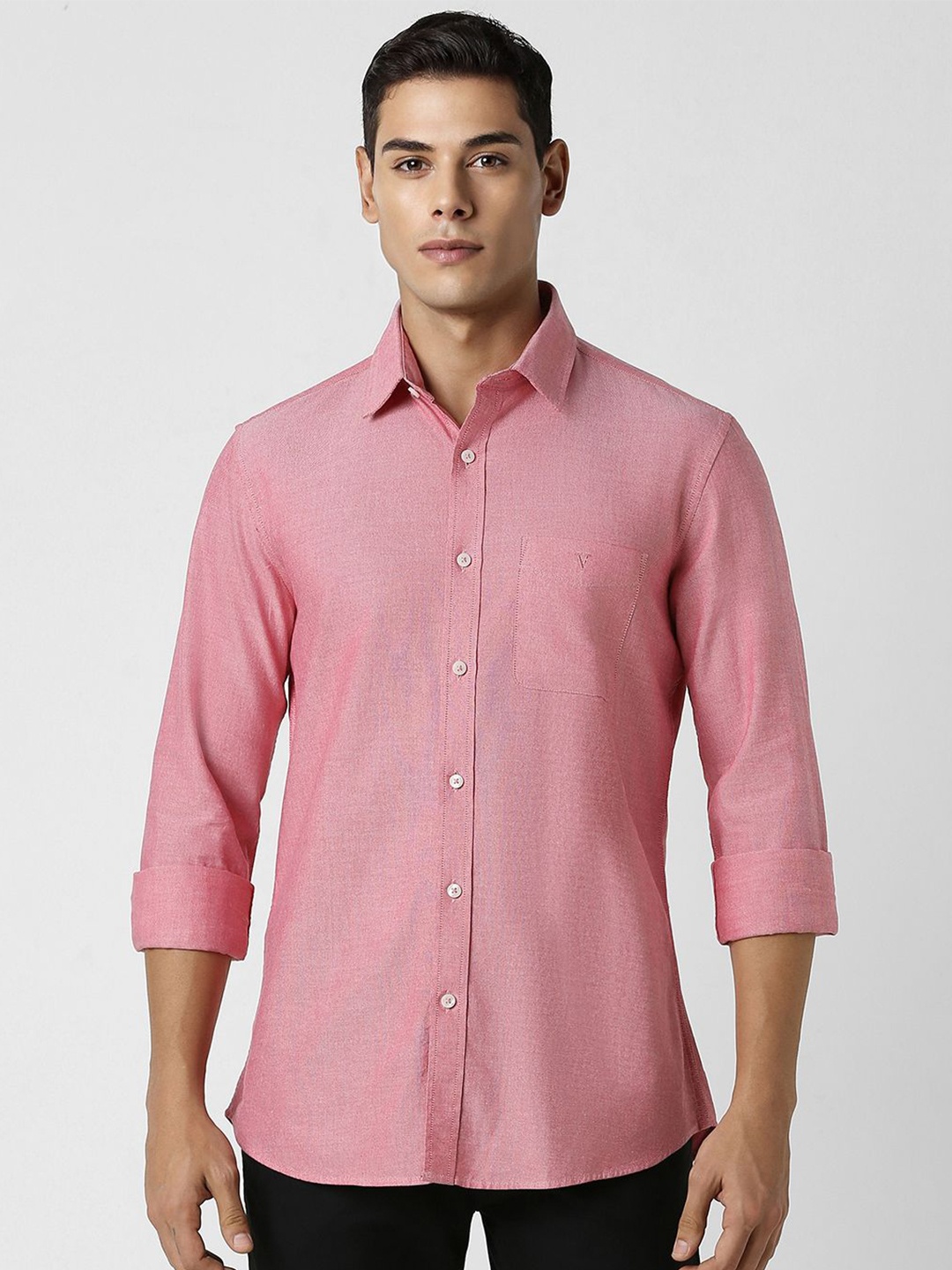 

Van Heusen Sport Men Spread Collar Solid Cotton Slim Fit Casual Shirt, Pink