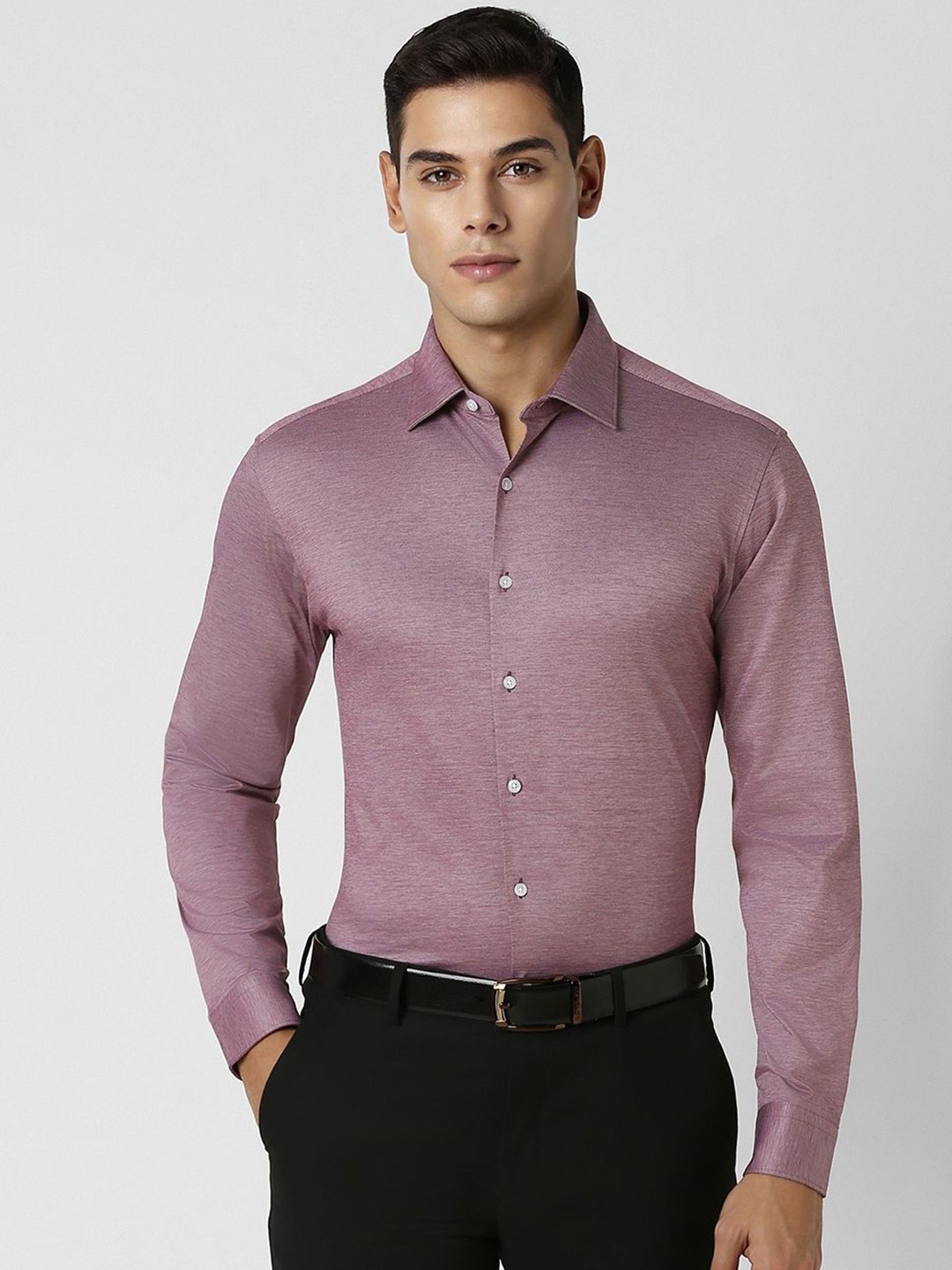 

Van Heusen Men Spread Collar Solid Cotton Slim Fit Formal Shirt, Mauve