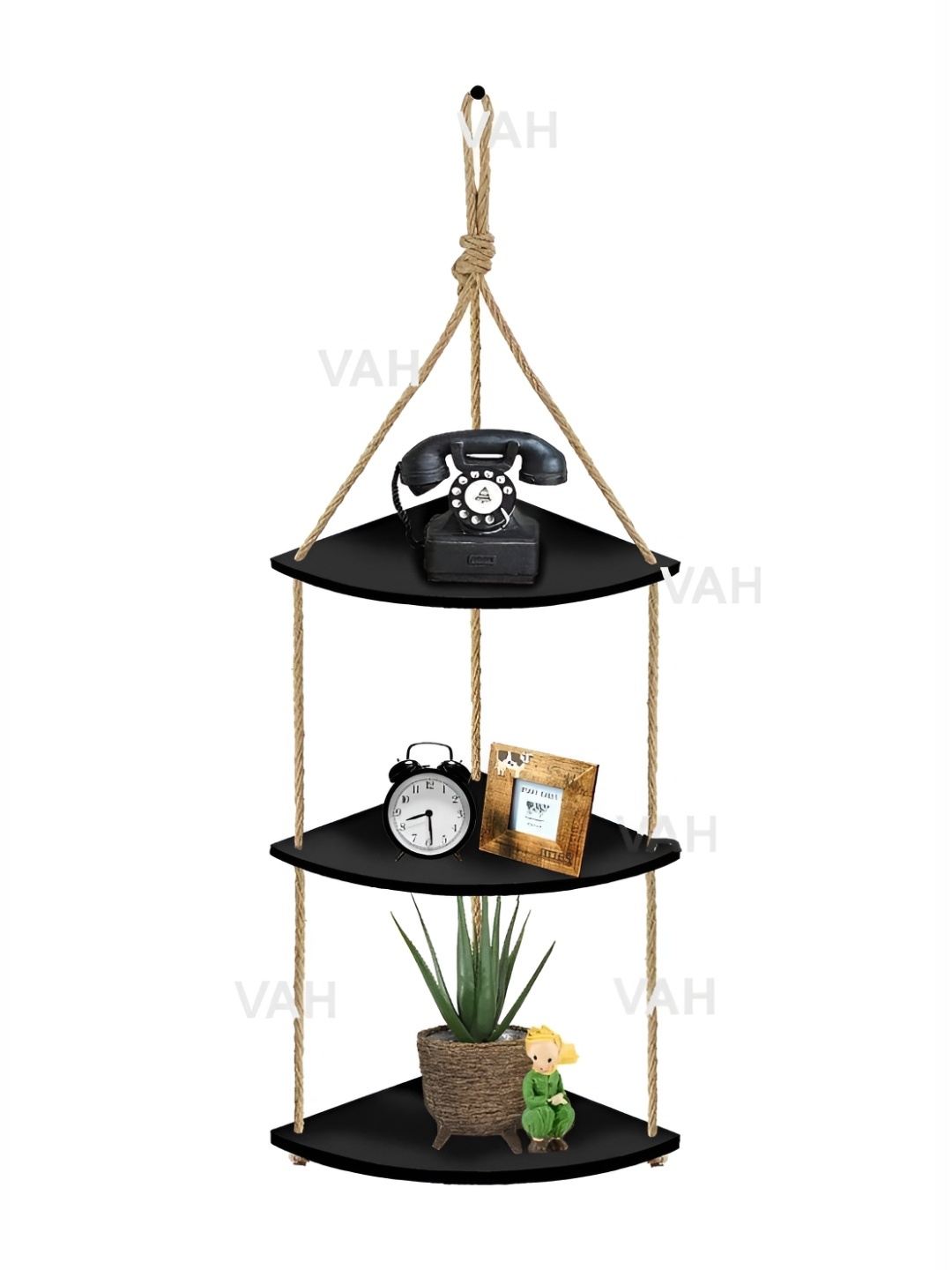 

VAH Kya Bat Hai !! Black & Beige Wooden Hanging Wall Shelves