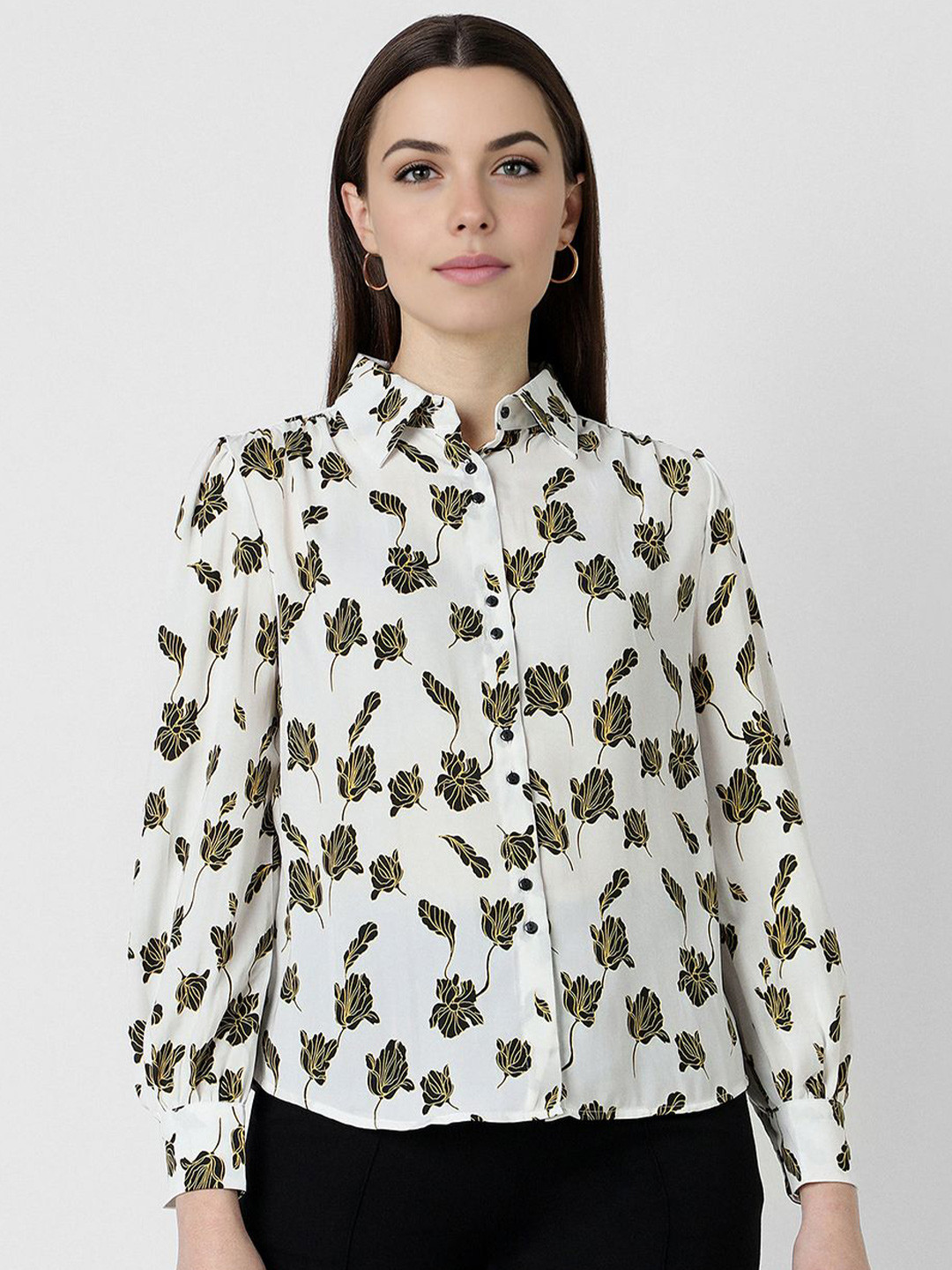 

Van Heusen Woman Women Floral Printed Formal Spread Collar Shirt, White