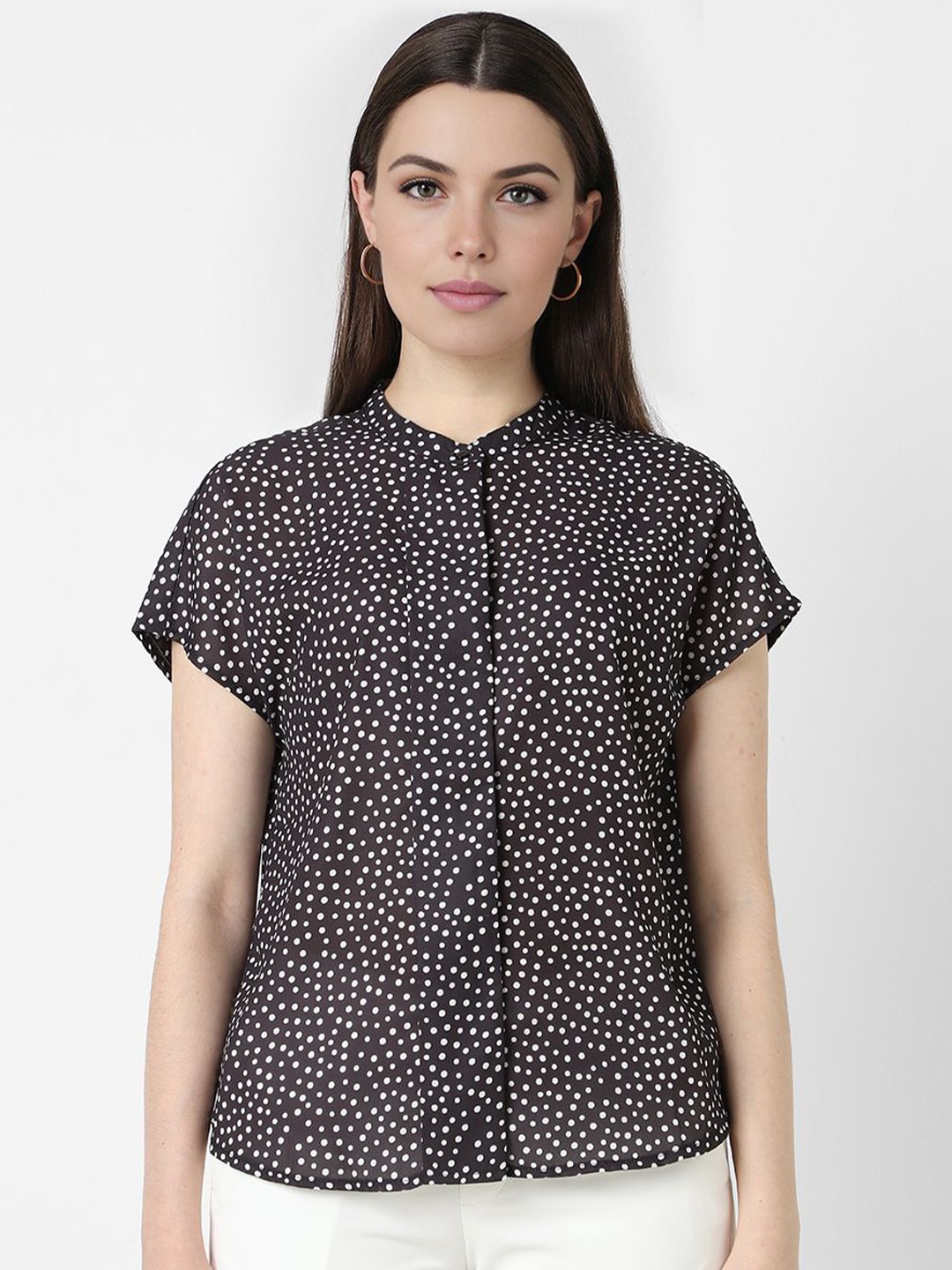

Van Heusen Woman Polka Dots Printed Formal Shirt, Black