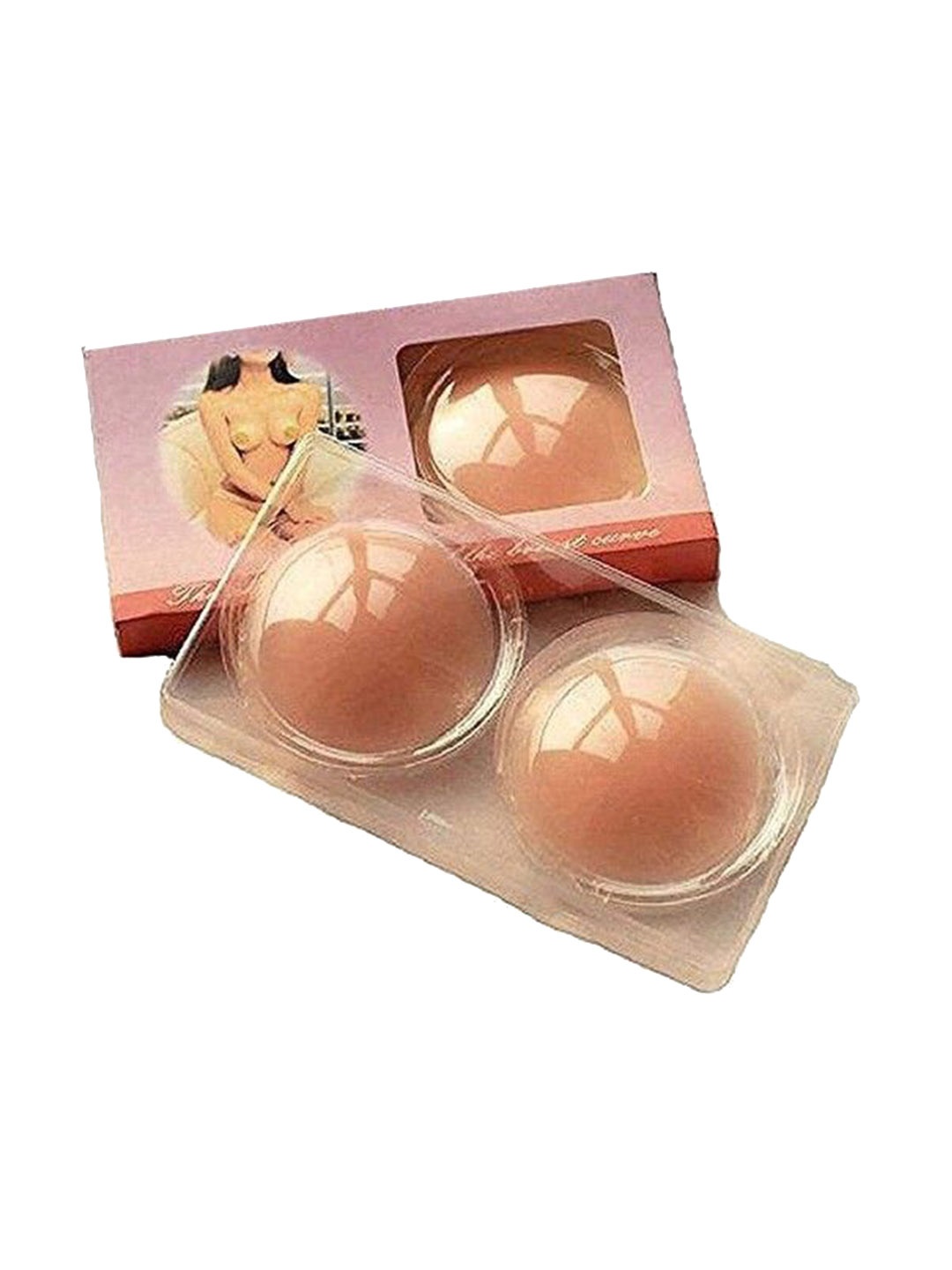 

Softwrap Set Of 2 Reusable Round Silicone Nipple Covers Stick-On Lingerie accessories, Beige