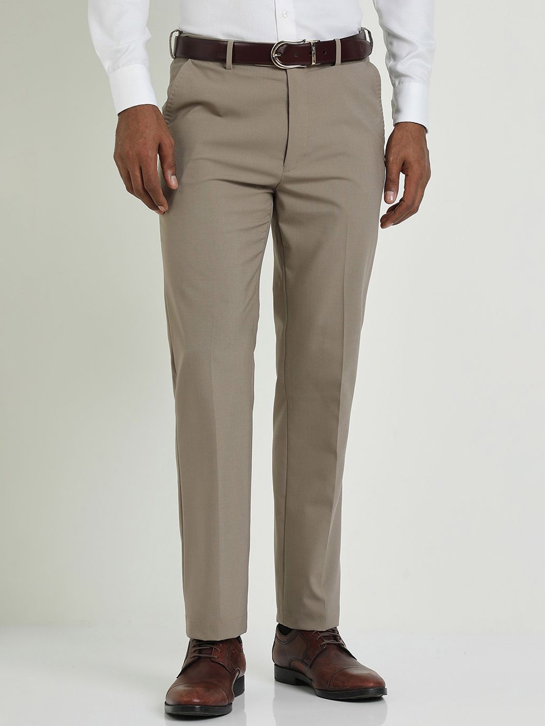 

Allen Solly Sport Men Textured Regular Fit Flat-Front Formal Trousers, Brown