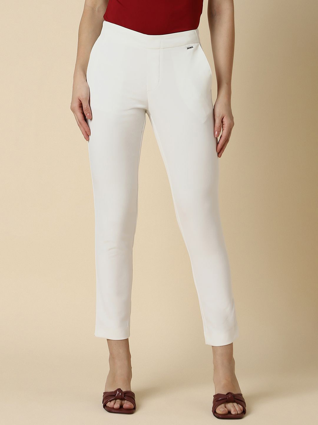 

Allen Solly Woman Women Skinny Fit Trousers, White