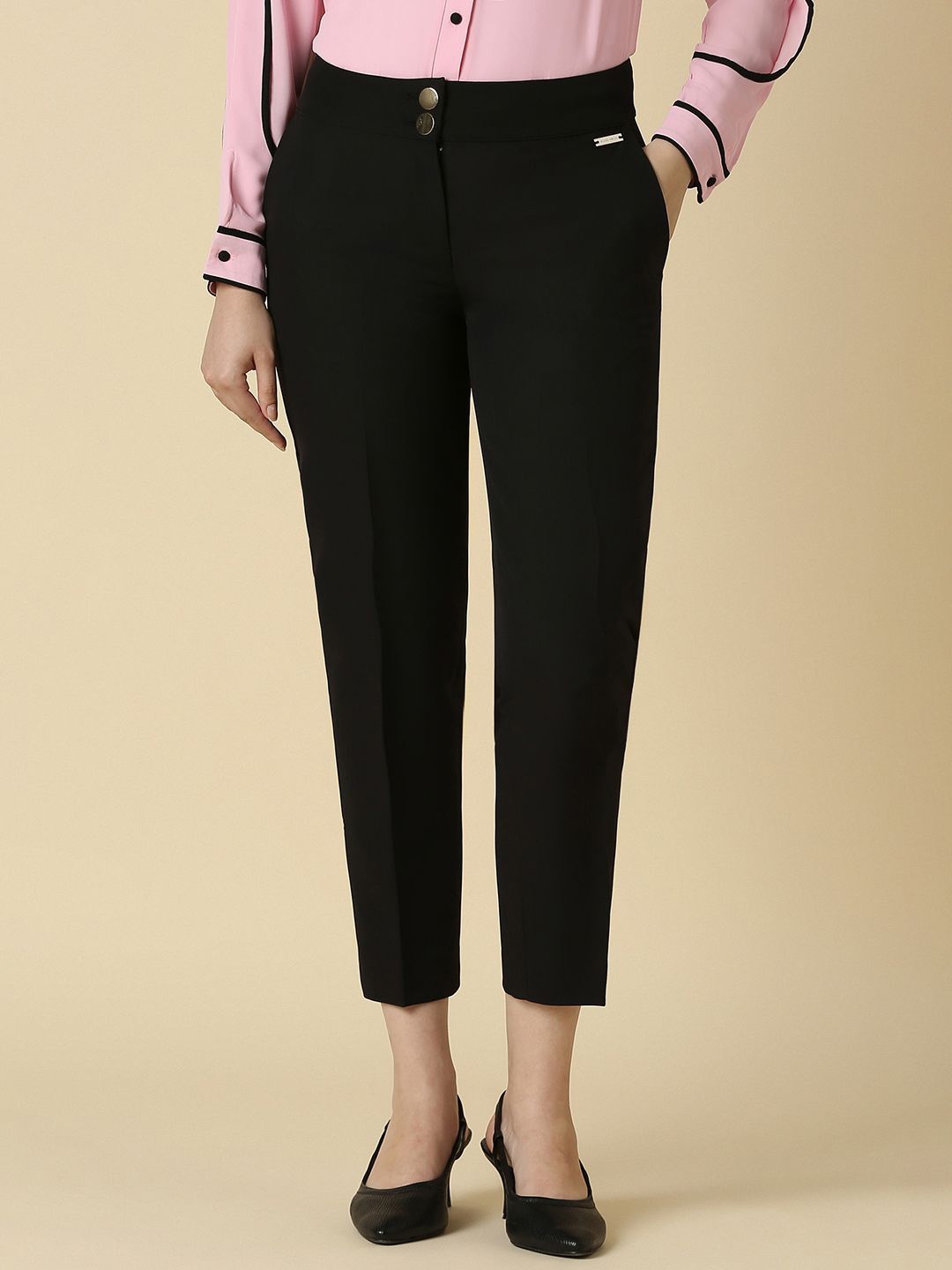 

Allen Solly Woman Women Regular Fit Formal Trousers, Black
