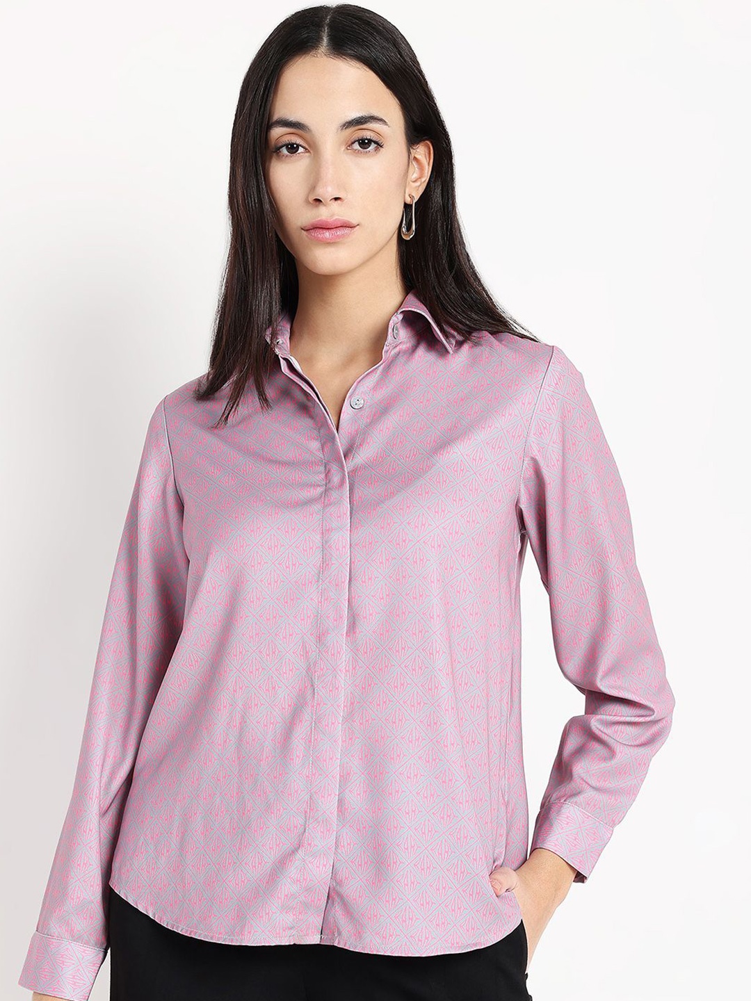 

RAREISM Women Long Sleeve Shirt Style Top, Pink