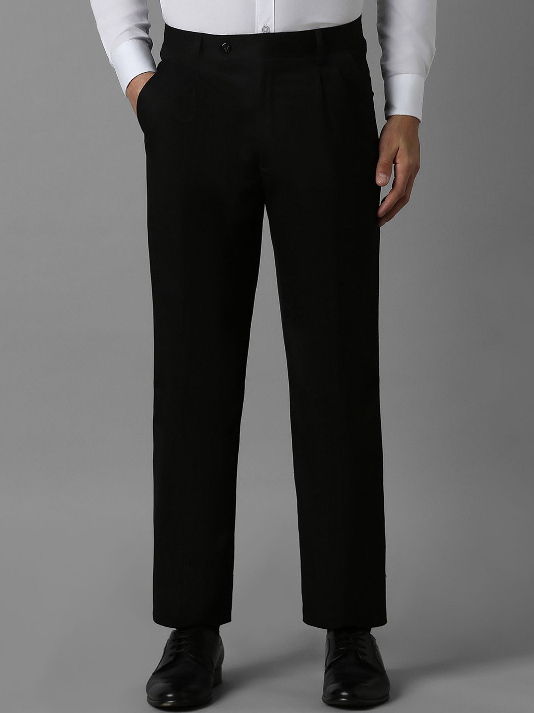 

Louis Philippe Men Mid-Rise Formal Trousers, Black