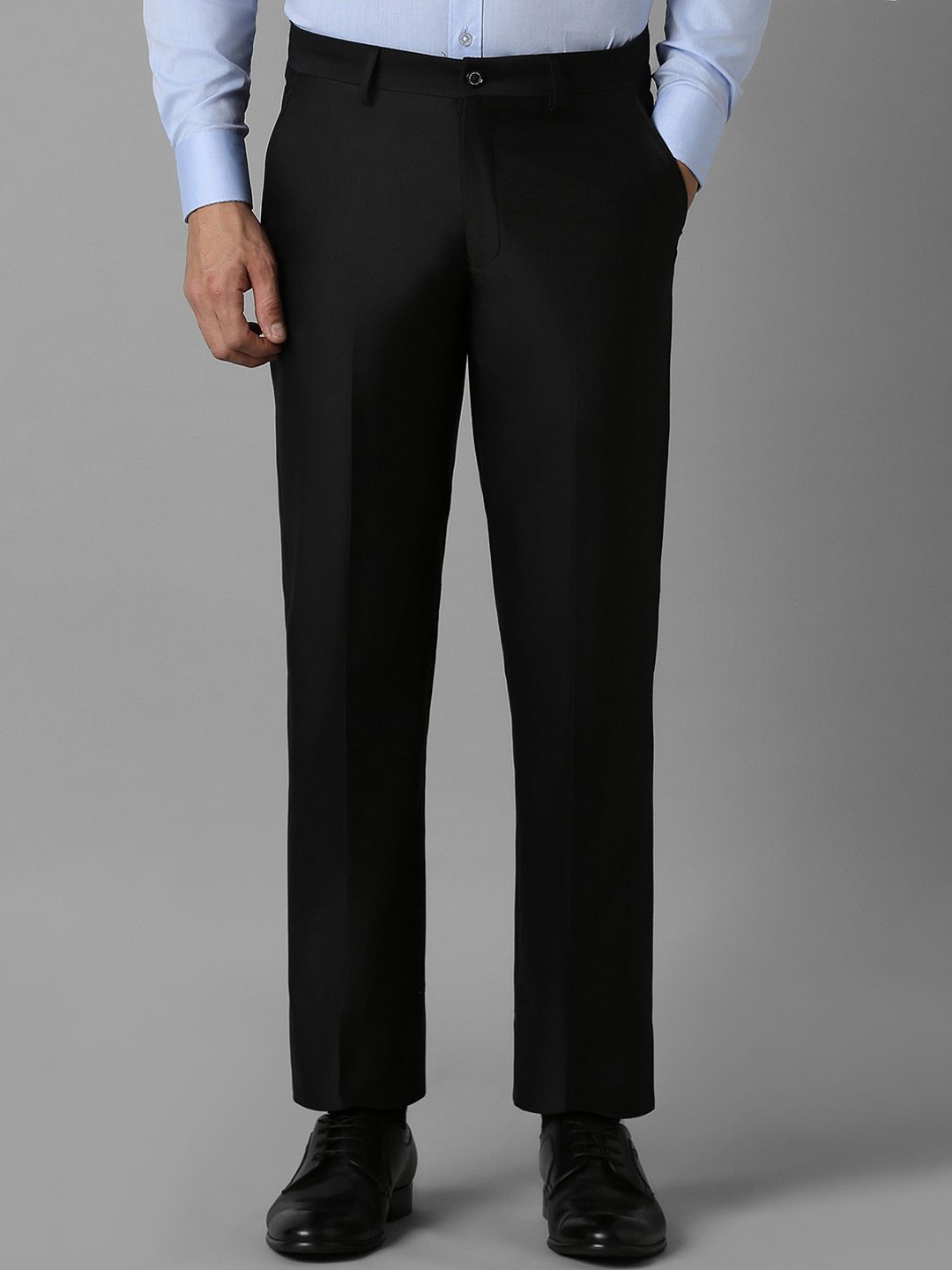 

Louis Philippe Men Mid Rise Regular Fit Formal Trousers, Black