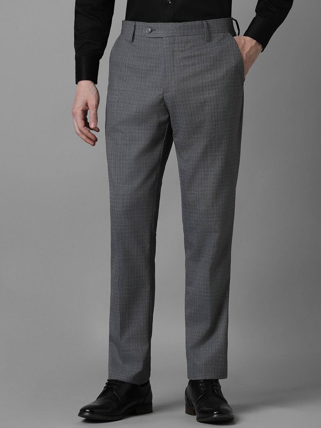 

Louis Philippe Men Textured Slim Fit Formal Trousers, Grey