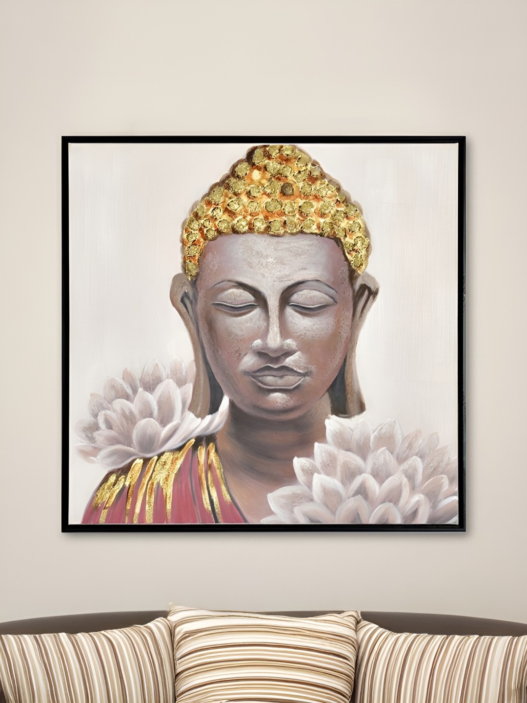 

Athome by Nilkamal Grey & Gold Toned Wooden Religious Wall Art