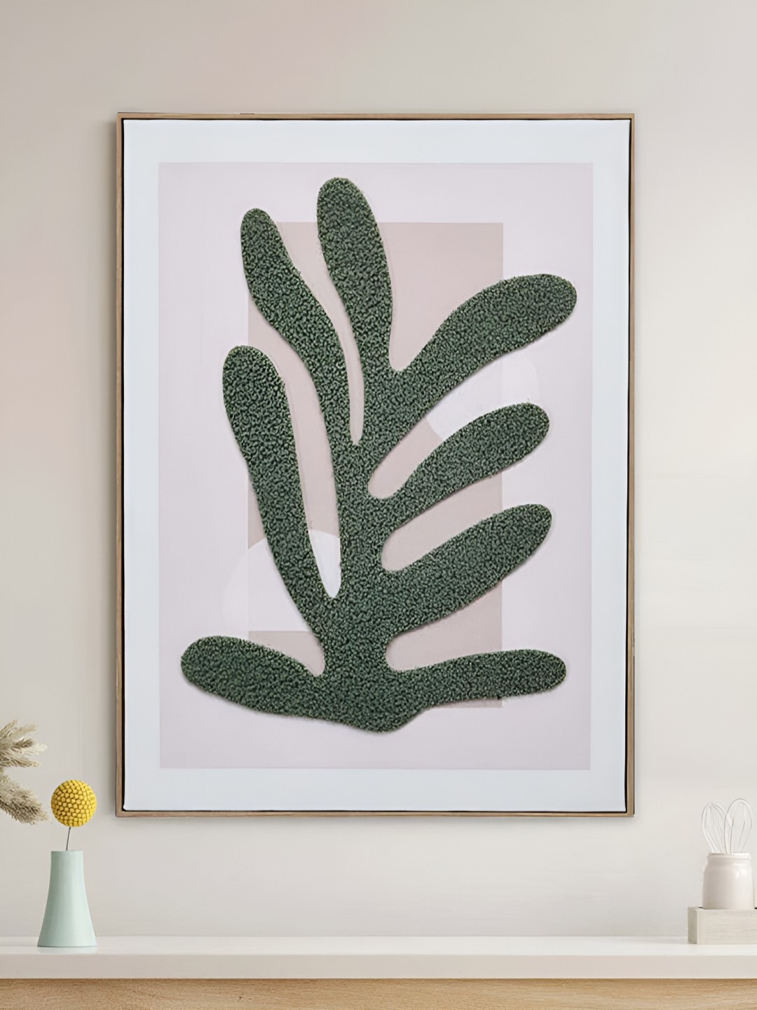 

Athome by Nilkamal Green & White Canvas Printed Wall Art