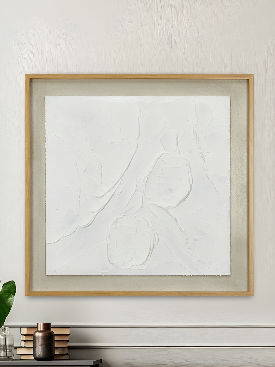 

Athome by Nilkamal White & Beige Canvas Abstract Wall Art