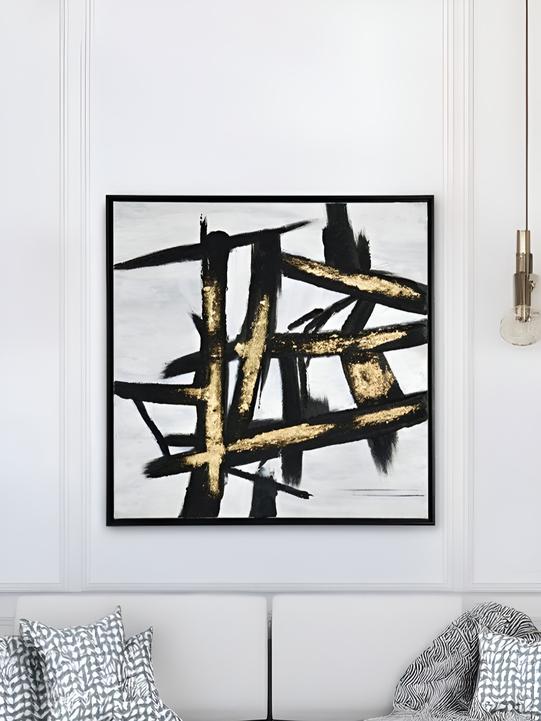 

Athome by Nilkamal Black & White Canvas Abstract Wall Art