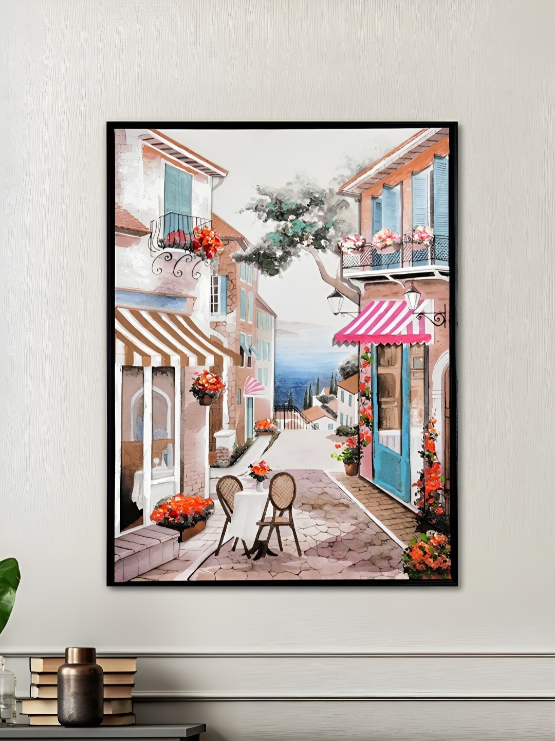 

Athome by Nilkamal White & Pink Canvas Printed Wall Art