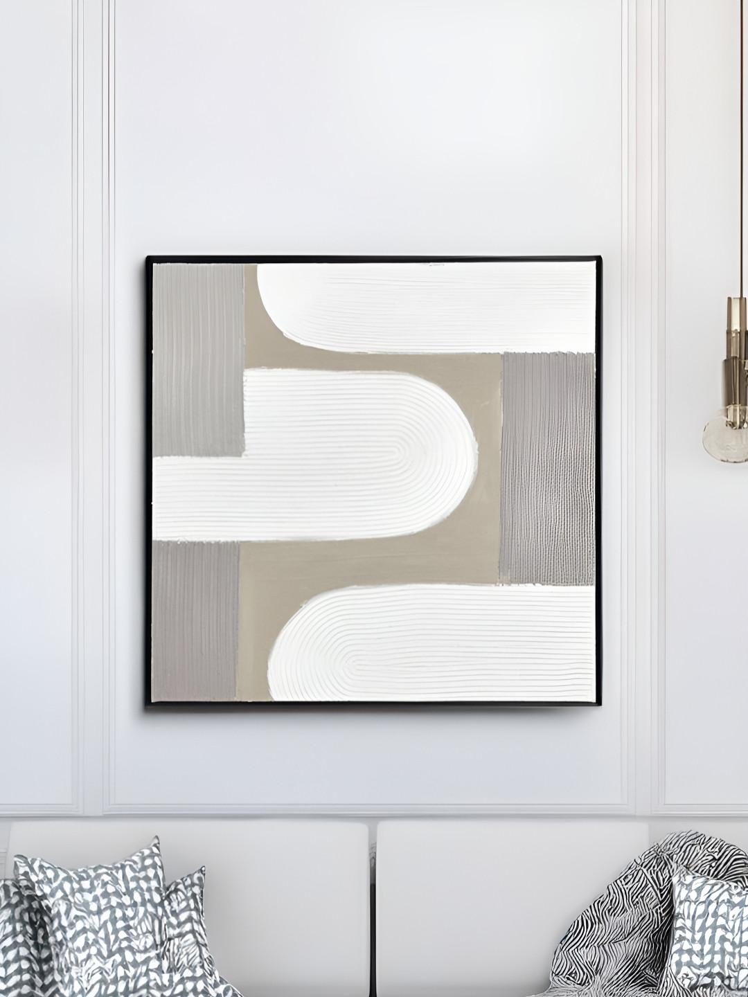 

Athome by Nilkamal Beige & Grey Wooden Abstract Wall Art